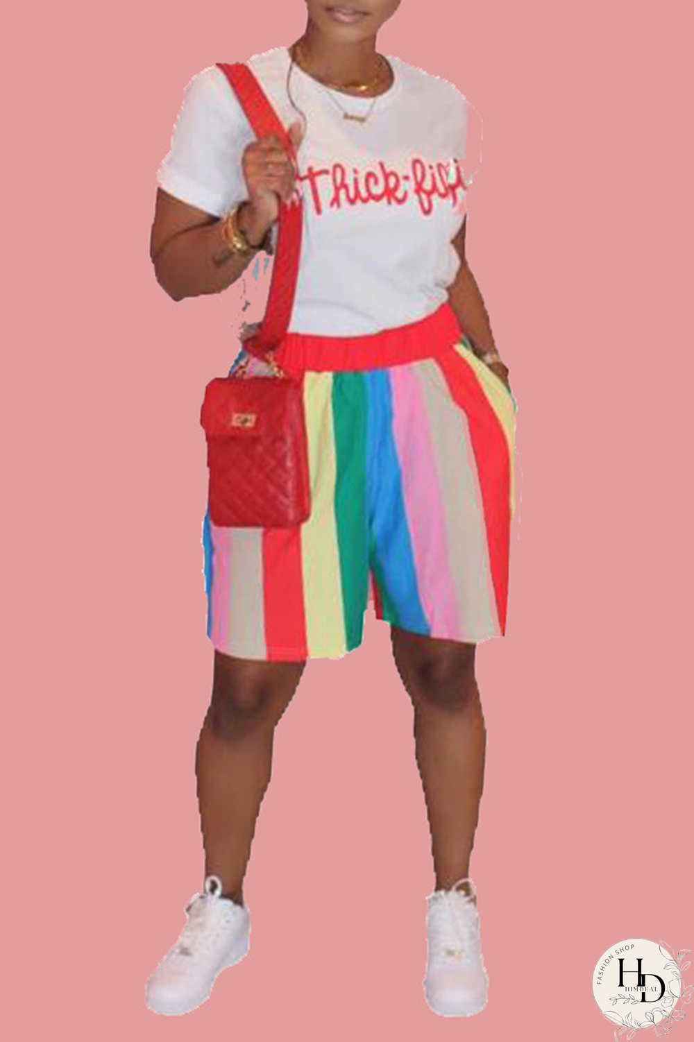 Black Casual Print Two Piece Suits Loose Short Sleeve Two-Piece Short Set