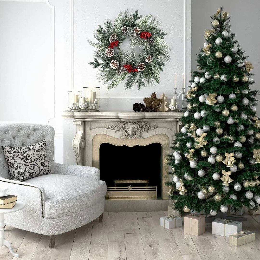 Red Berry Clusters and Pine Cone Winter Door Wreath Snowflake Christmas Wreath