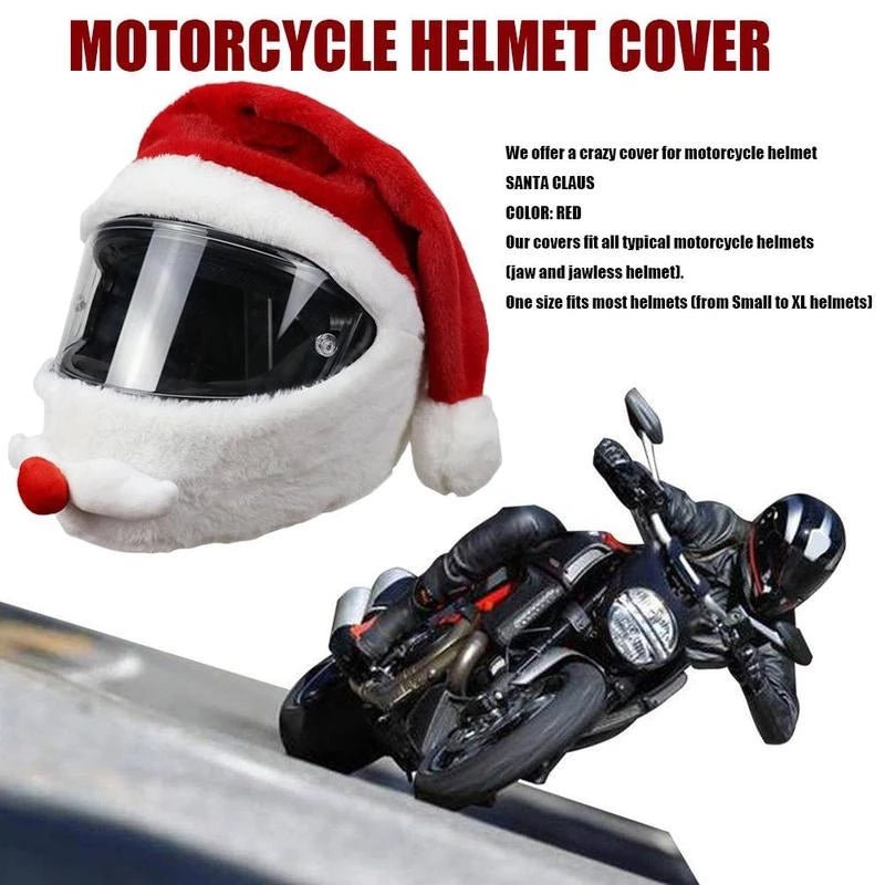 Adult Universal Christmas Motorcycle Helmet Protective Cover Santa Claus Hat