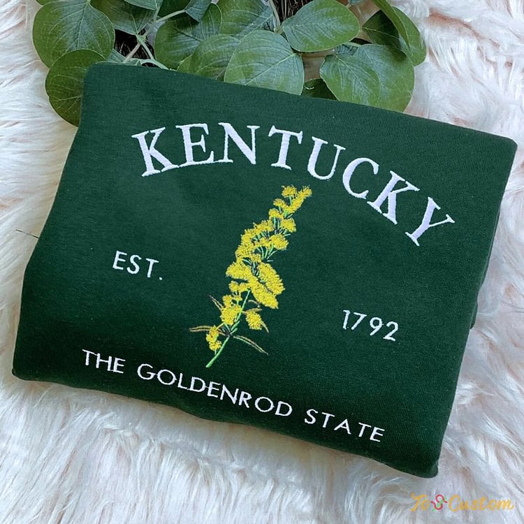 TOSCUSTOM™ Embroidered Kentucky State 1792 Goldenrod Flower Theme Sweatshirt