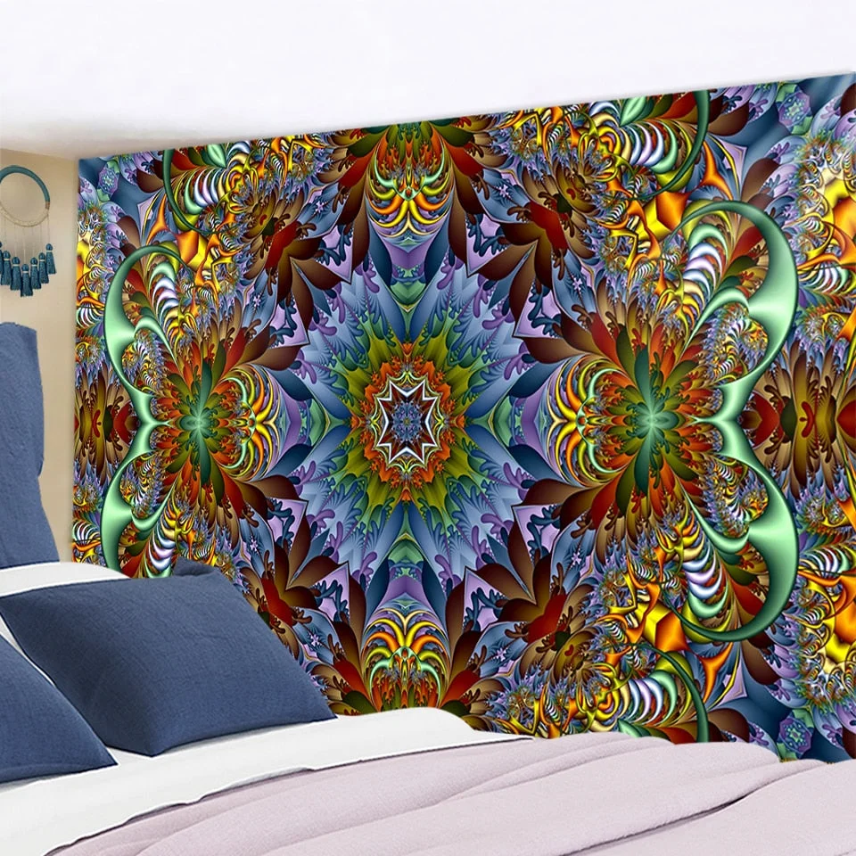 Indian Wall Hanging Tissu Boheme Mandala Tapestry 3D Jade Home Decor Living Room Background Wall Carpet Cloth Hippie Blanket