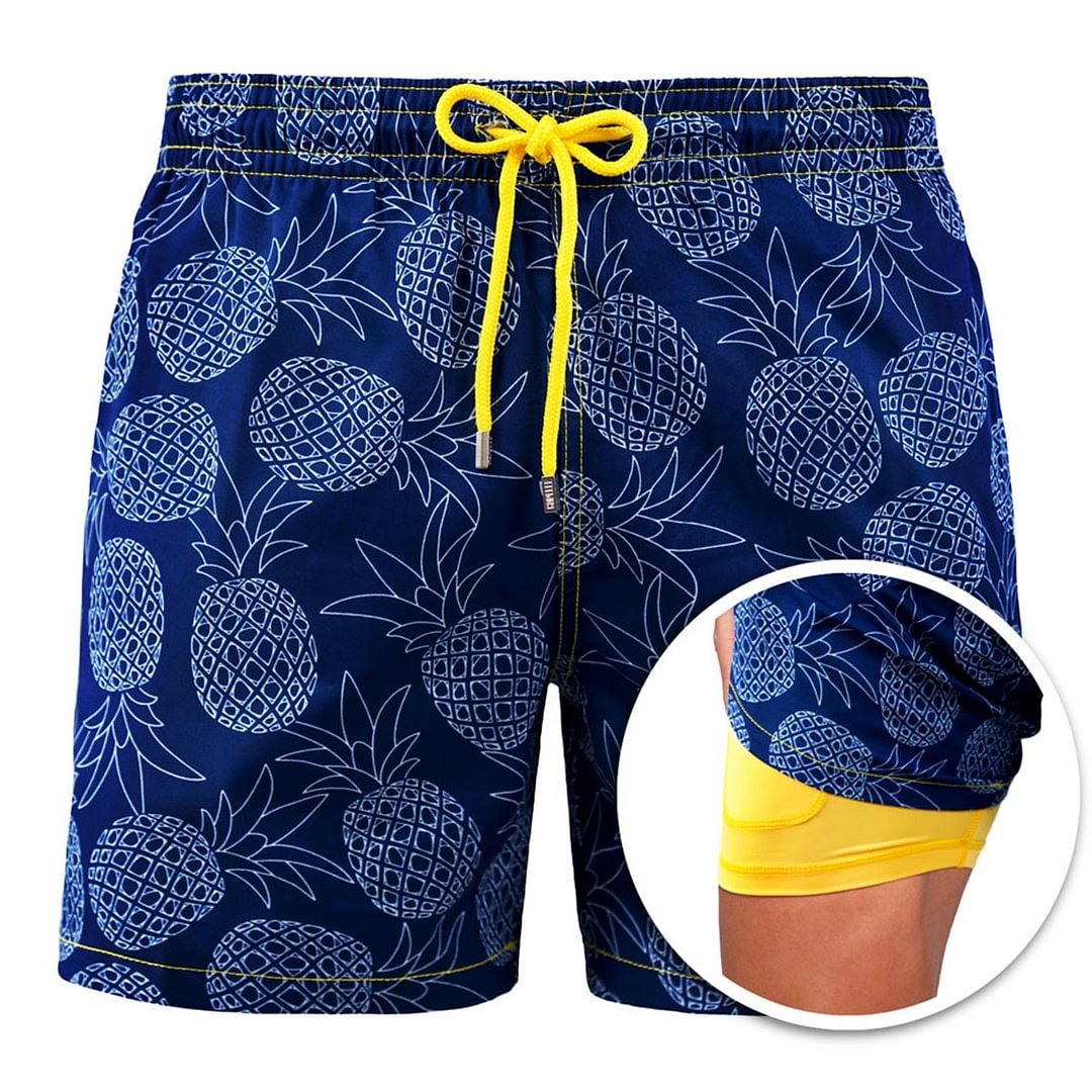 Blue Pineapple - Double-layer beach pants