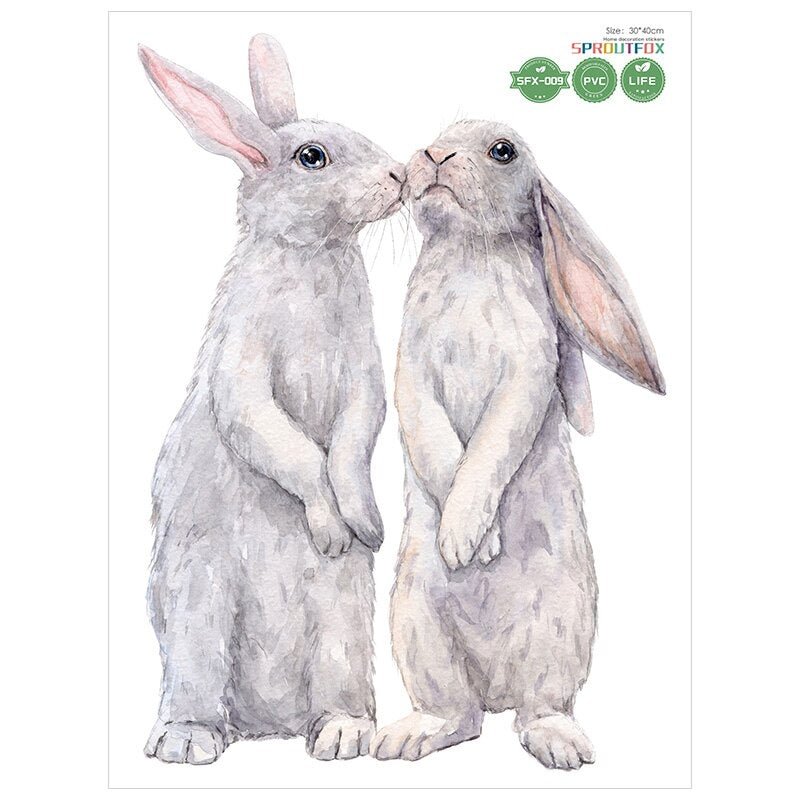 Kissing Rabbits Kitchen Refrigerator Stickers On The Wall Vinyl Decorative For Home Decor Living Room Bathroom Wallpaper