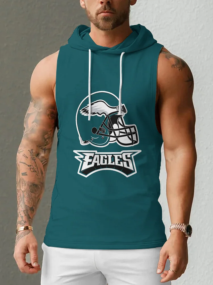 Philadelphia Eagles Men's  Casual Comfy Sleeveless Hooded Tank Top