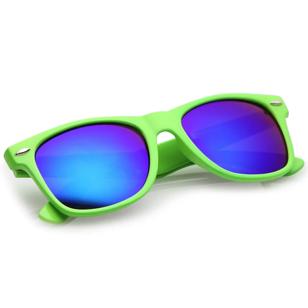 Retro Large Square Colored Mirror Lens Horn Rimmed glasses 55mm