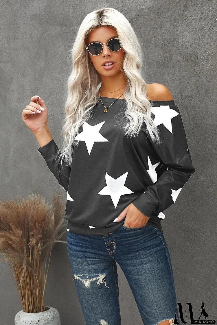 Star Print Long Sleeve Sweatshirt