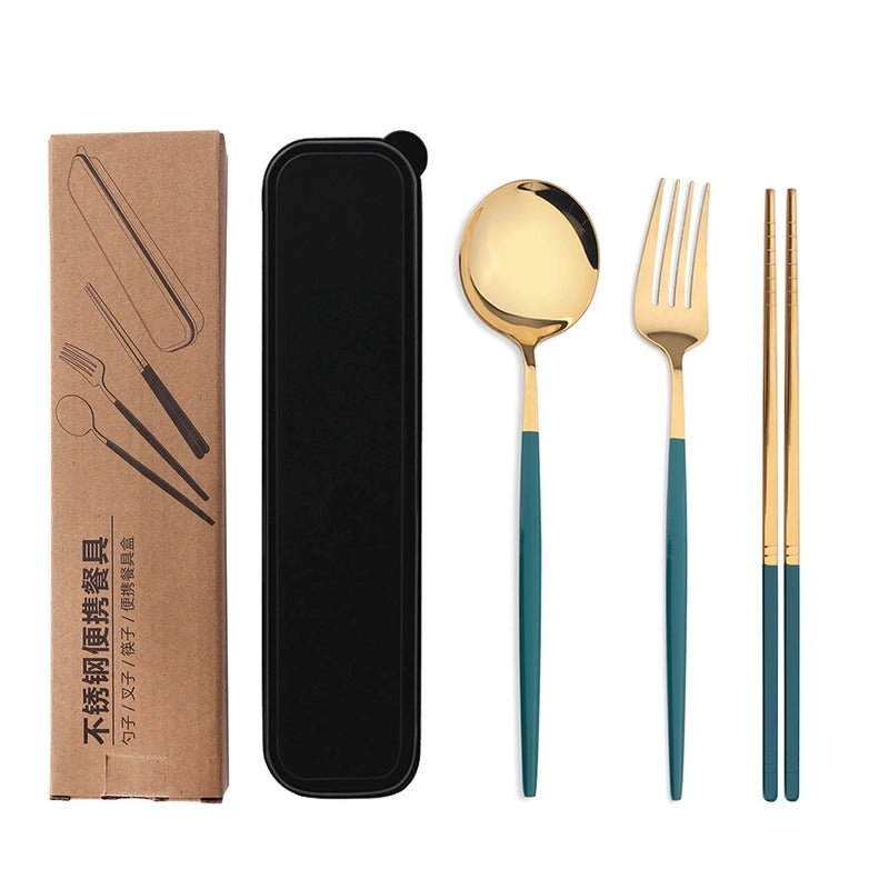 Casual Solid Color Stainless Steel Tableware 1 Set