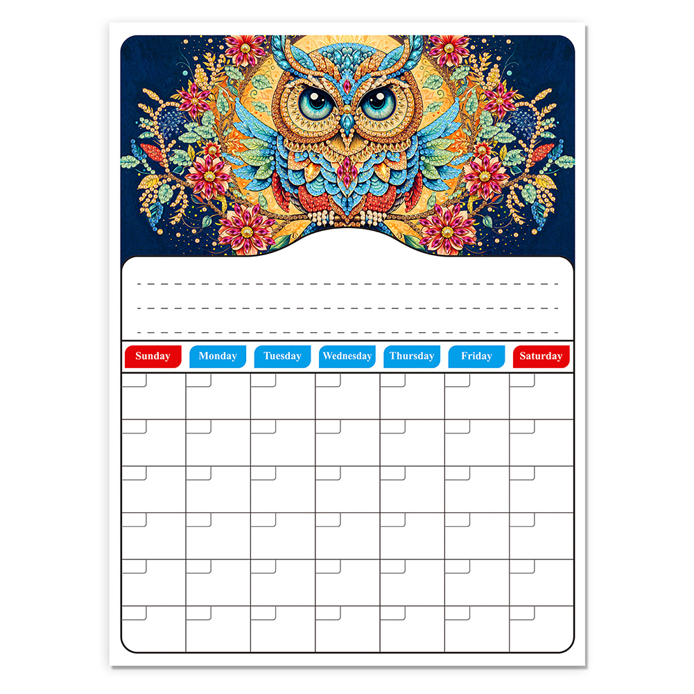 Special Shaped Owl 5D DIY Diamond Painting Monthly Planner Decor for Beginners