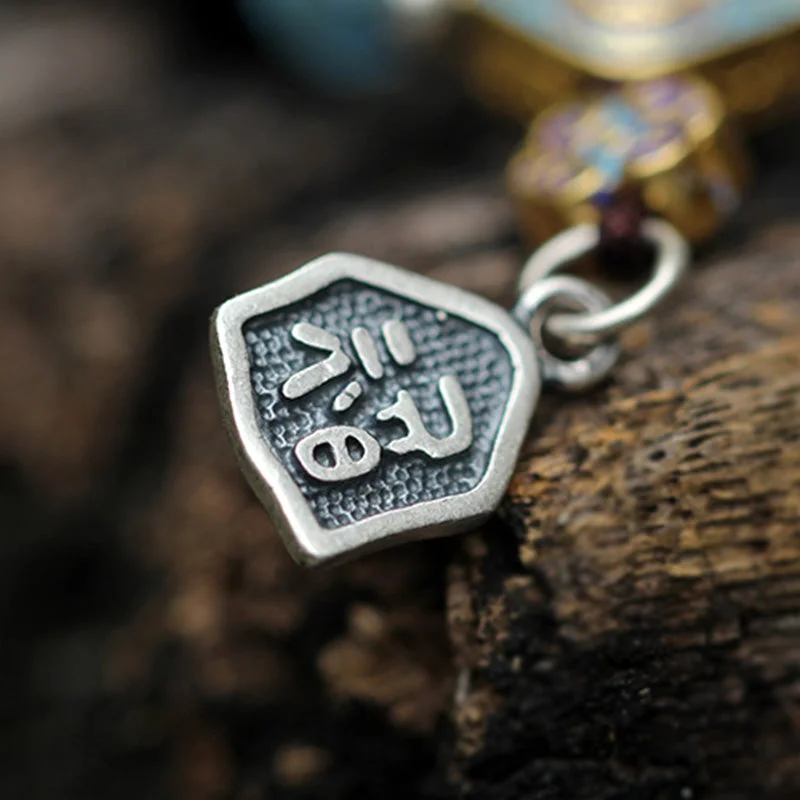 925 Sterling Silver Indian Small Leaf Red Sandalwood Aquamarine Full of Gold Star Chinese Knotting Blessing Bracelet