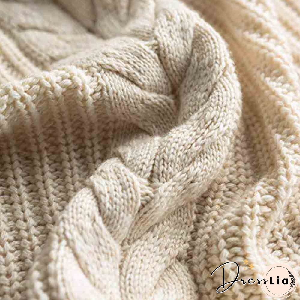 Big Collar Long Sleeve Hemp Pattern Pullover Sweater