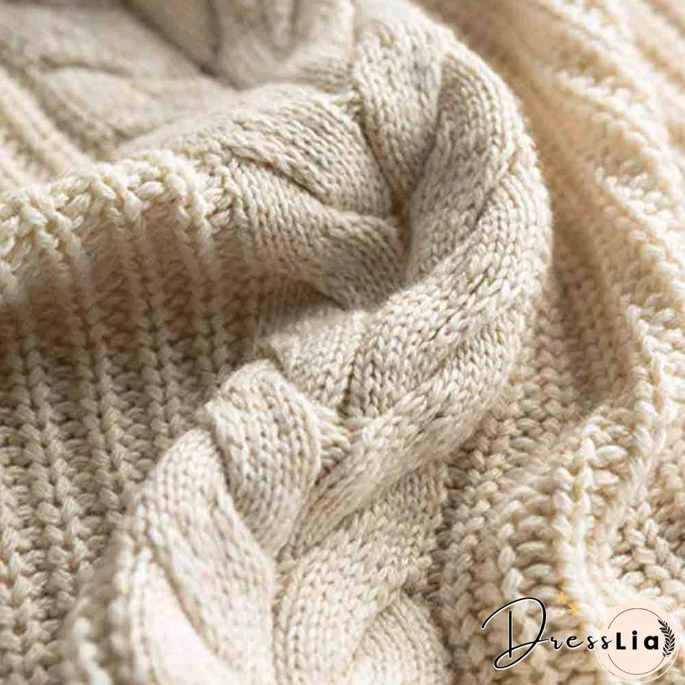 Big Collar Long Sleeve Hemp Pattern Pullover Sweater