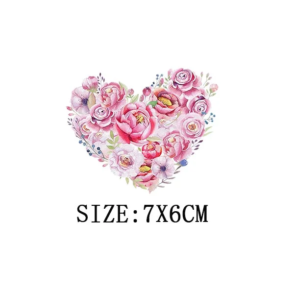 Beautiful Flowers Thermal Sticker On T-shirt DIY Washable Iron On Transfer For Clothing Funny Design Patches On Clothes Applique