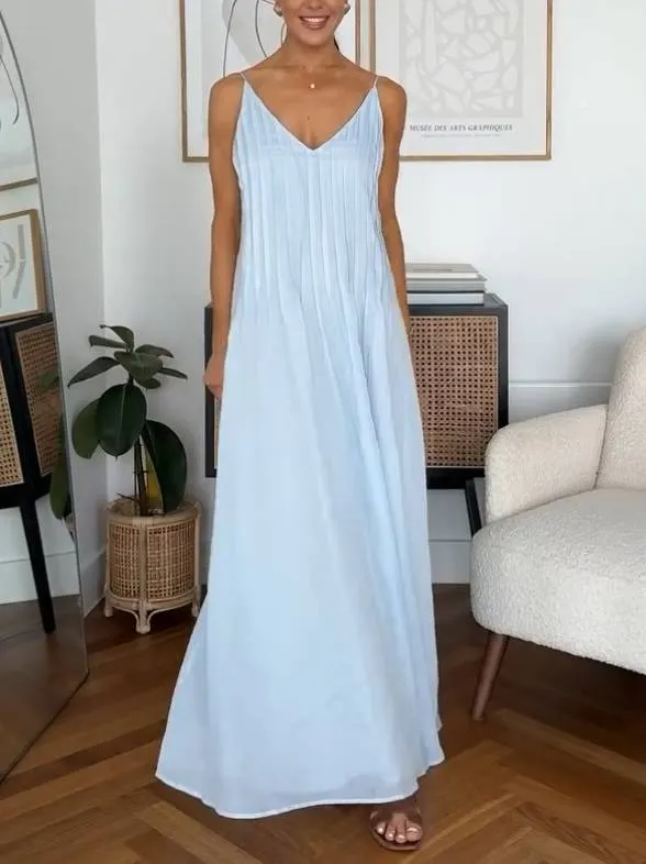 Holiday Style Pleated Sling Dress