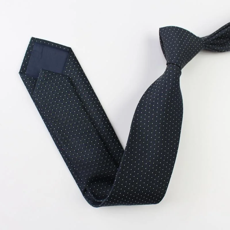 Cravate en soie bleu marine à pois modernes- SOIE PLUS