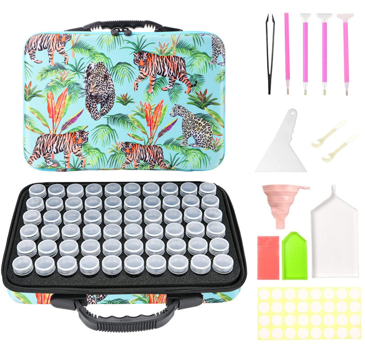 

Tiger 60 Cells Diamond Painting Accessories Bag Kit, 501 Original