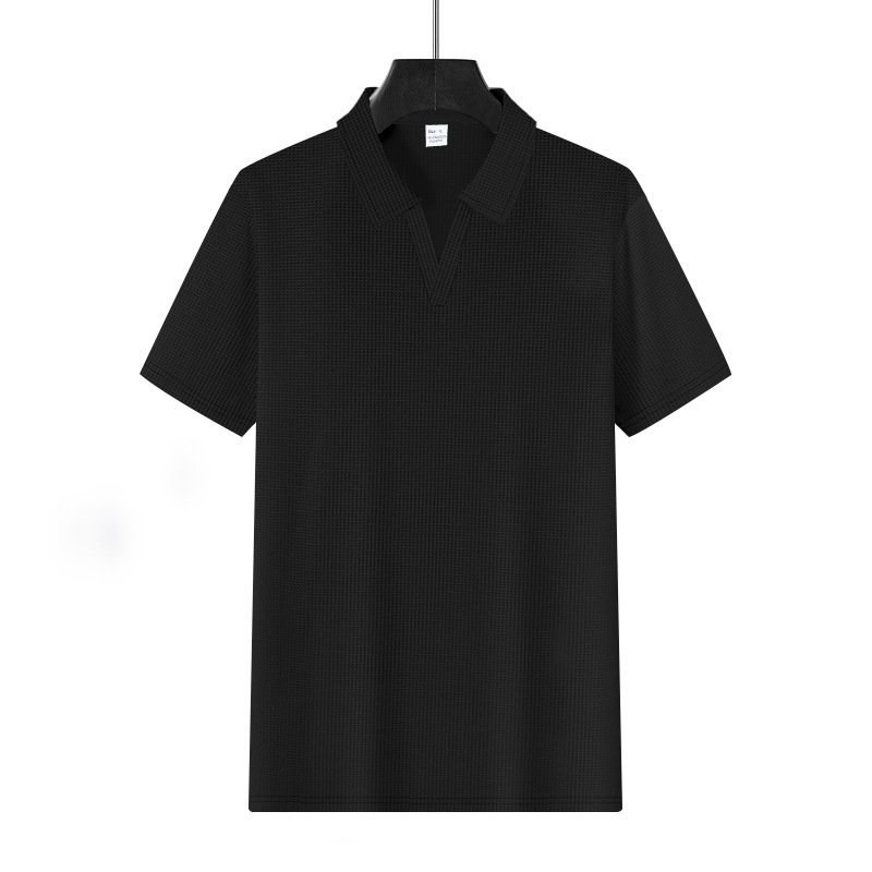 Breathable V-Neck Polo Shirt 2026 Men’s Summer Ice Silk Lightweight Stretch Short Sleeve T-Shirt