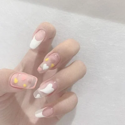 24PCS Rose Pink Color Changing Fake Nails Art Tips Press On False Detachable Full Cover Artificial Nail Art DIY Manicure No Glue-Nail Inspo