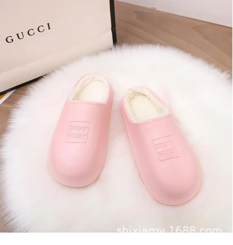 Waterproof Non-Slip Home Slippers Winter Warm Home Women Indoor Cotton Non-Slips Ladies Soft Slippers Memory Foam Couples Shoes