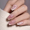 Press-on Nail Light Pink Cat Eyes Shiny Detachable Fake Nail