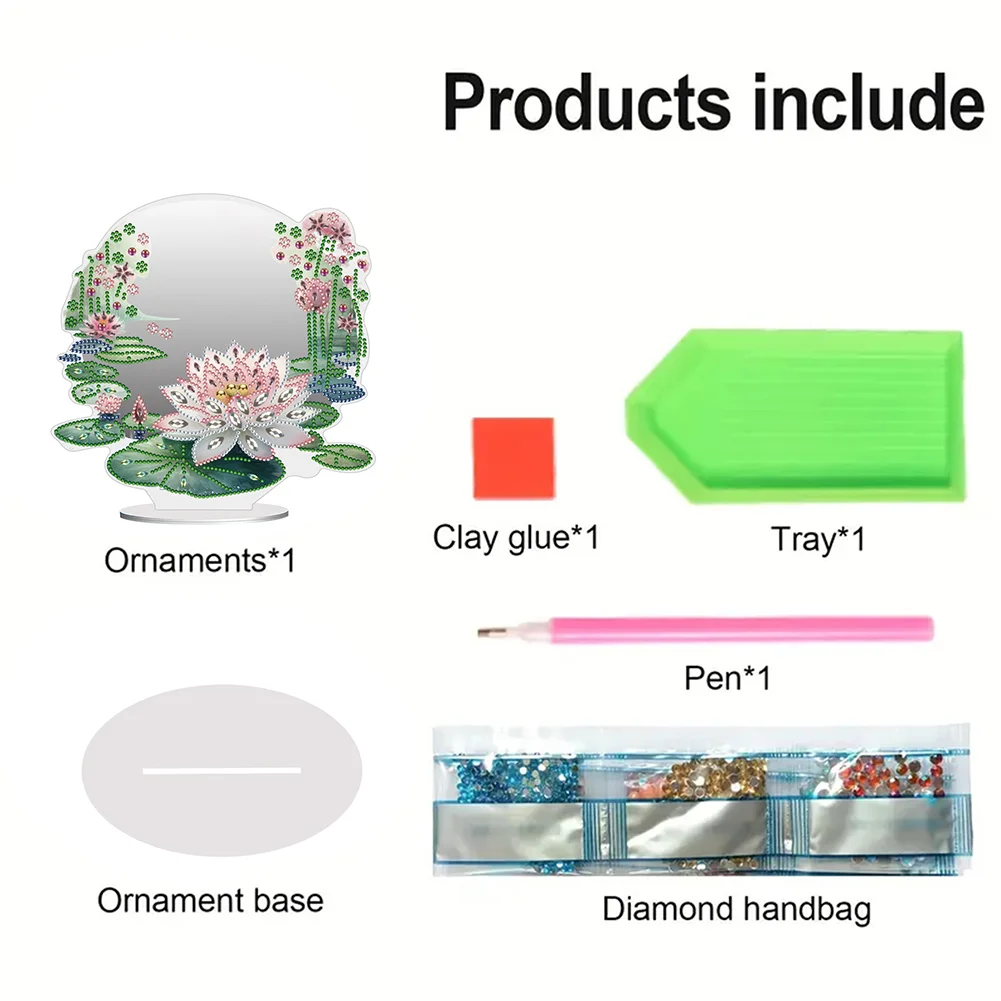 DIY Lotus Acrylic Diamond Art Mirror Home Decoration