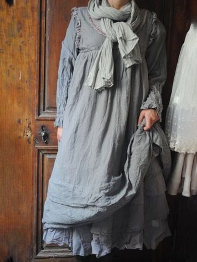 Lässiges Damenkleid aus Baumwollmischung im Retro-Landhausstil