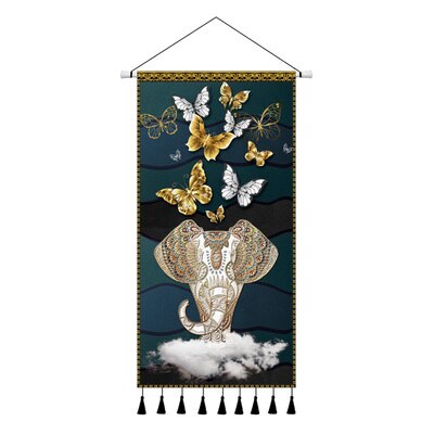Light Luxury Elephant Hanging Painting Dining Room Wall Mural Tapestry Hanging Cloth Living Room Porch Decorative American Style