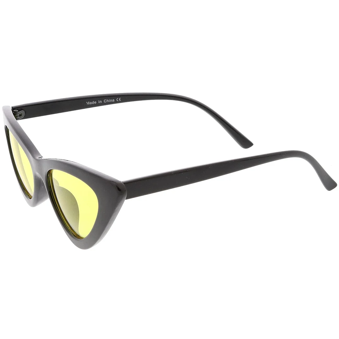 Womens Exaggerated Slim Black Frame Cat Eye glasses Color Tinted Lens 48mm