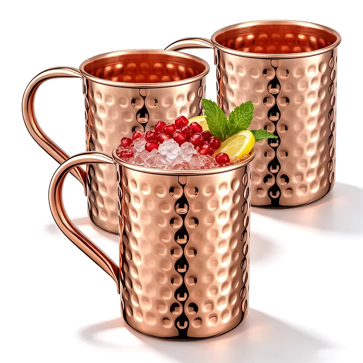 3-Piece Hammered Stainless Steel Mug Set