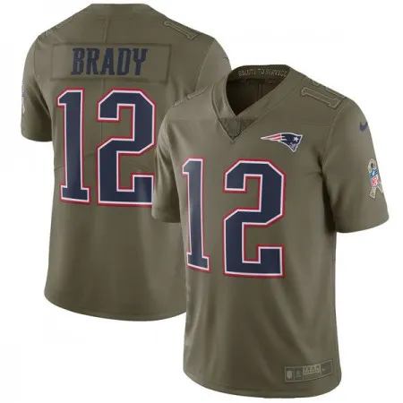 Youth  New England Patriots #12 Tom Brady Olive Salute to Service Limited Stitched NFL Jersey