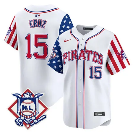 Men's Pittsburgh Pirates #15 Oneil Cruz White 2024 Fourth of July Vapor Limited Jersey