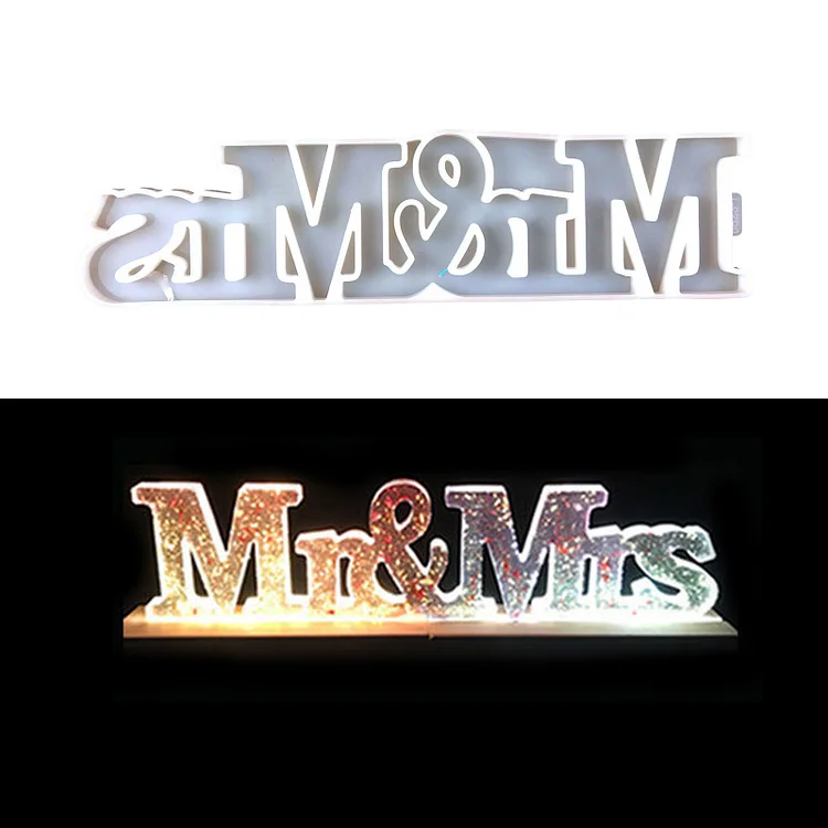 3D Resin Molds Silicone DIY Crafts Resin Letter Word Sign Molds (MR&Mrs)