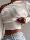 Solid Color One-Shoulder Long Sleeve Simple Casual Sweater