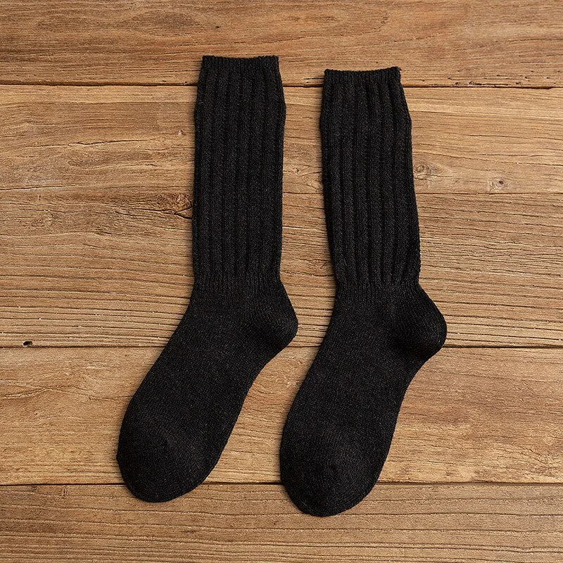 Knitted Women Socks Solid Color Long Socks for Female Girls Soft Thick Wool Socks Autumn Winter Warm Sox Comfortable Leg Warm