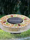 4Pcs LED Mosaic Solar Disk Light Solar-Powered Decorative Driveway Lamps Auto On/Off Ground Mosaic Disk Lamp for Outdoor Walkway Patio & Lawn