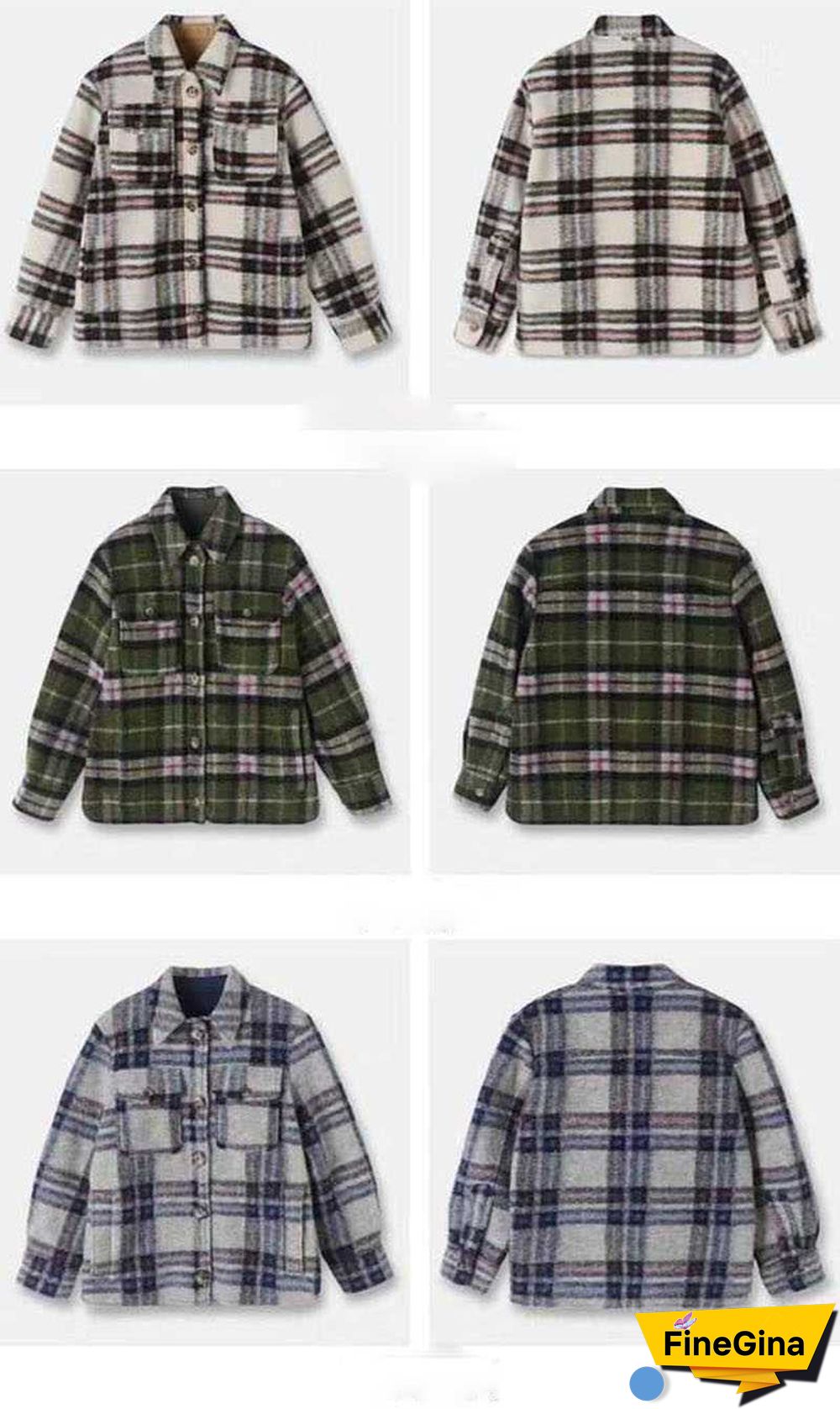 Dyed Pocket Overshirt Check Wool Blend Shirt Jacket