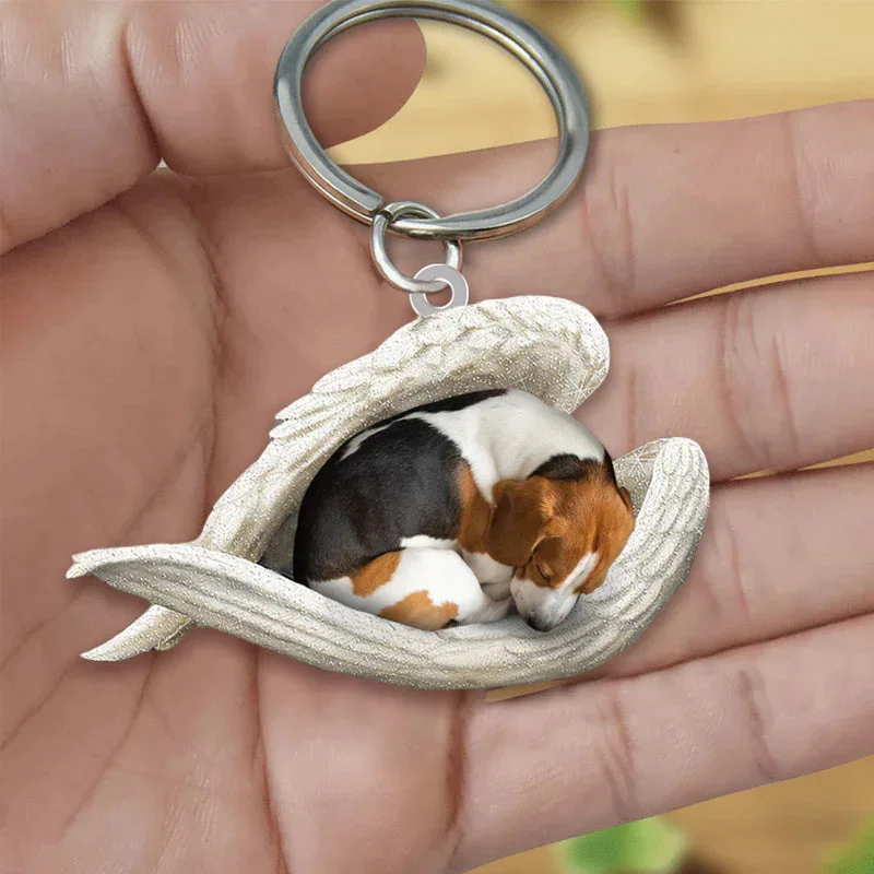 VigorDaily Sleeping Angel Acrylic Keychain Beagle