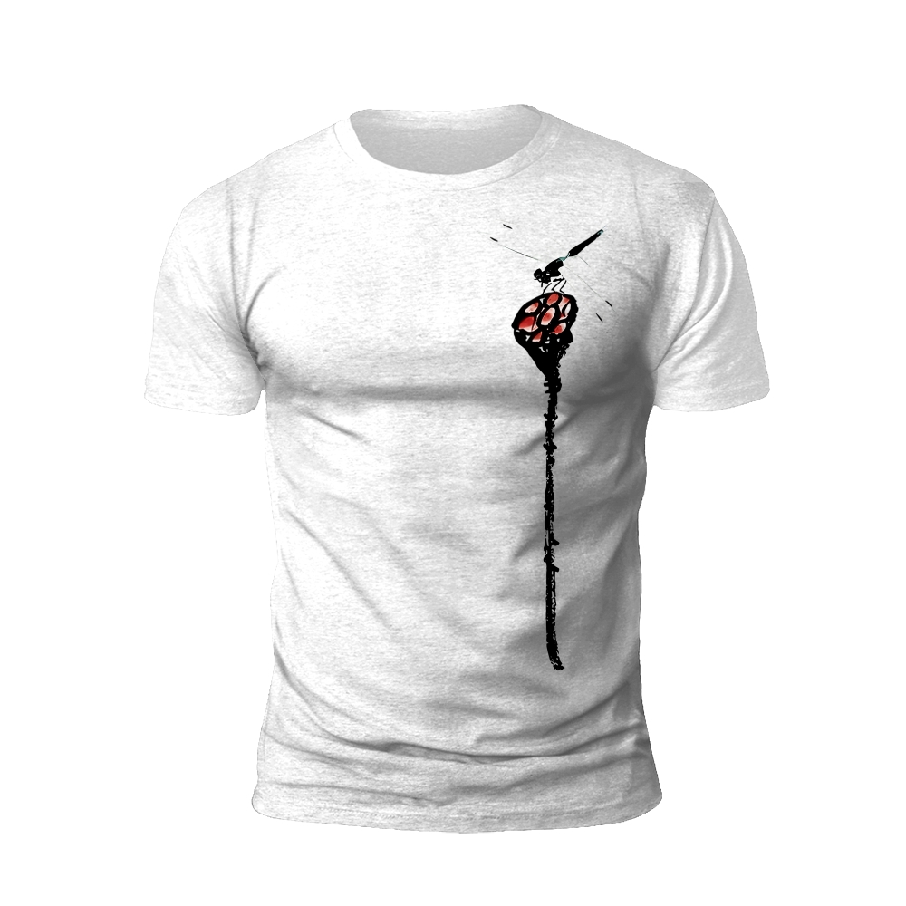 Ink-Wash Dragonfly: Graceful Flight in Monochrome T-shirt