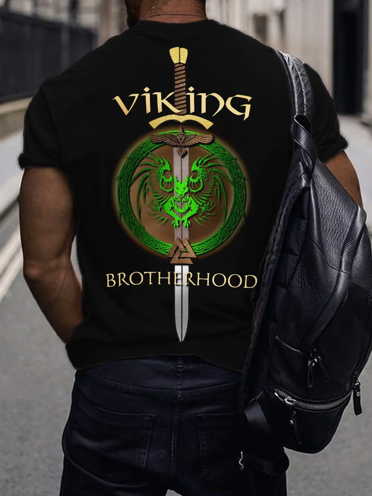 Men's Viking Brotherhood Sword Graphic T Shirt