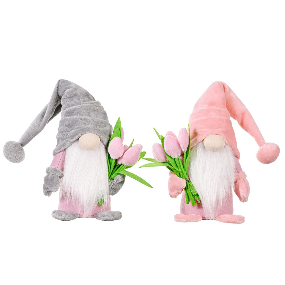 

Holding Tulip Bouquet Faceless Doll Happy Mothers Day Holiday Party Gnome, Grey, 501 Original