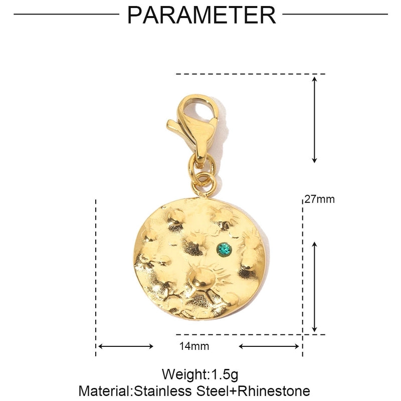 3 PCS/Package Titanium Steel Rhinestones Sun Moon Pendant Jewelry Accessories