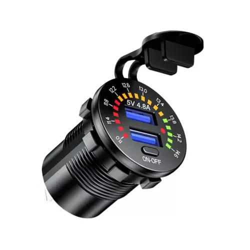 Dronehint 4.8A 5V Dual-USB Car Fast-Charging Charger Socket w/LED Voltmeter Display Parts (For: Mini) Parts