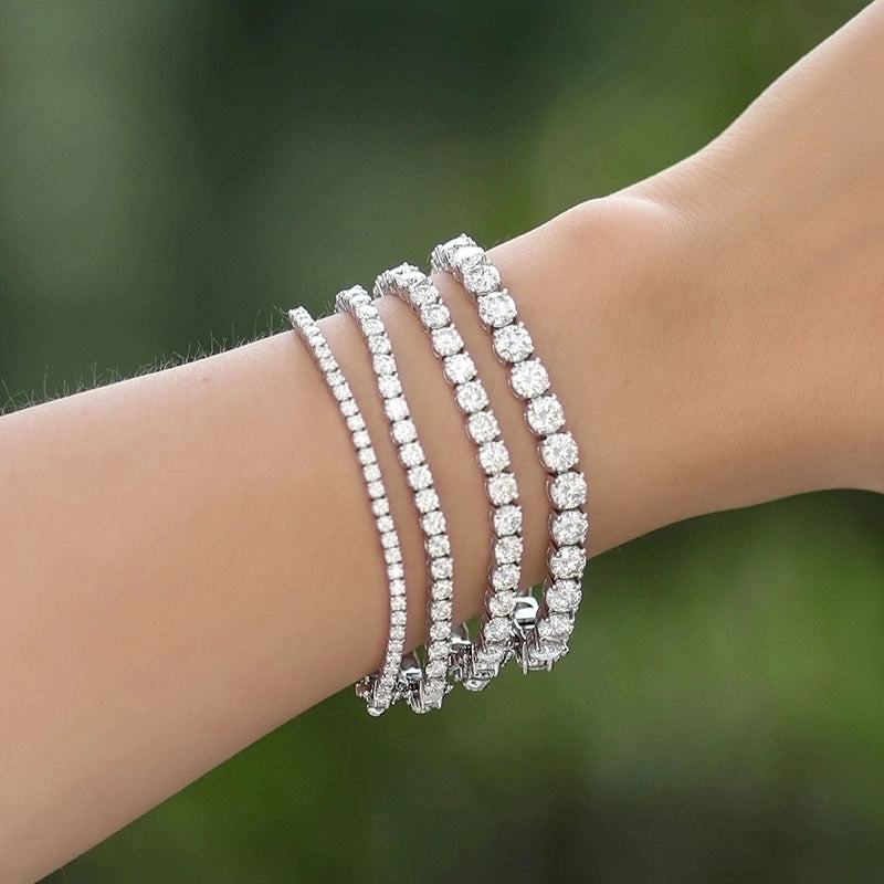 Sterling Silver Bracelets Elegant Minimalist VVS1-VVS2 GRA Certificate
