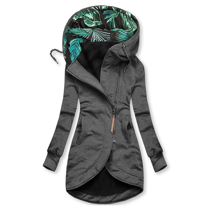 2021 Winter Casual Women Long Hoodies Sweatshirt Coat Zip Up Outerwears Hooded Jacket Female Pockets Plus Size Outwear Tops