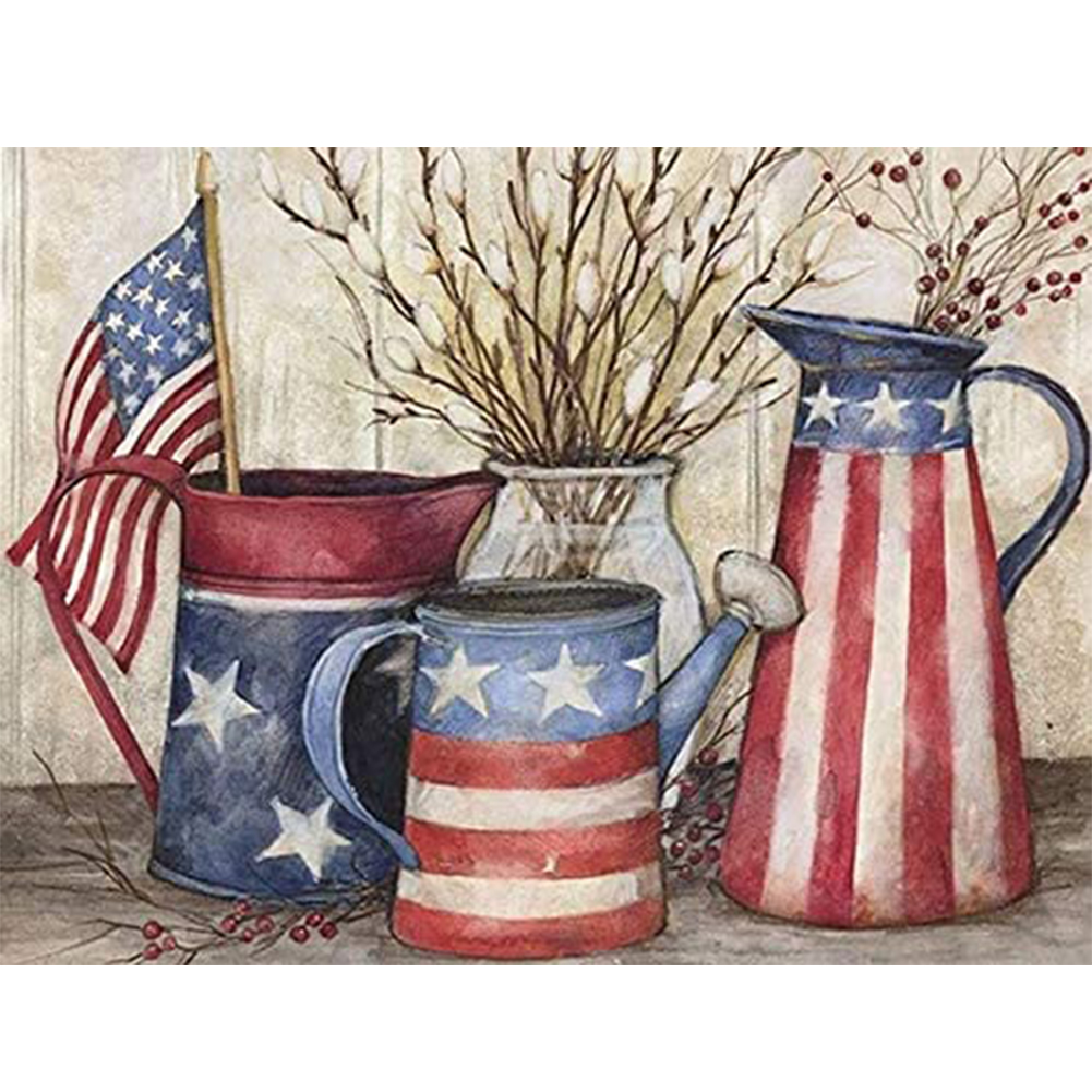 

40*30CM - Round Drill Diamond Painting - Watering Can, 501 Original