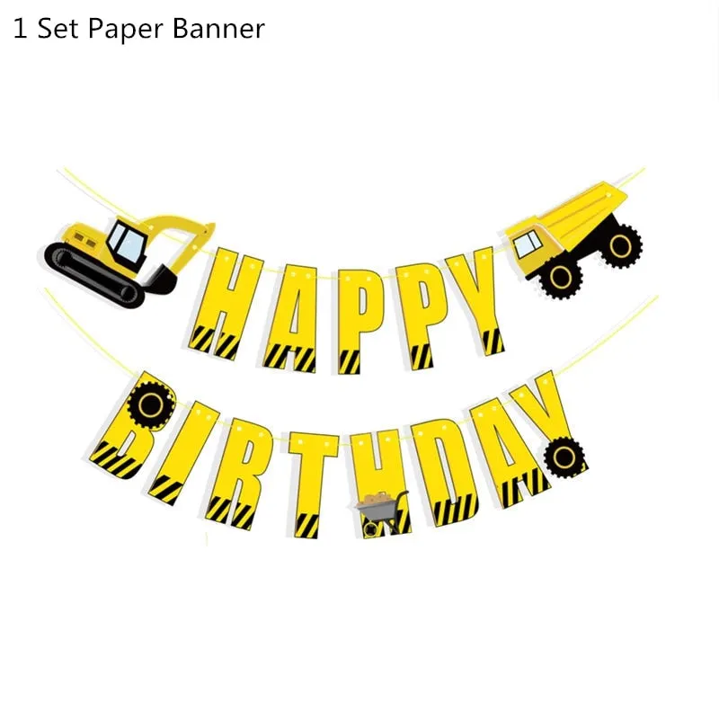 Construction Tractor Theme Excavator Inflatable Balloons Truck Vehicle Banners Baby Shower Kids Boys Birthday Party Supplies