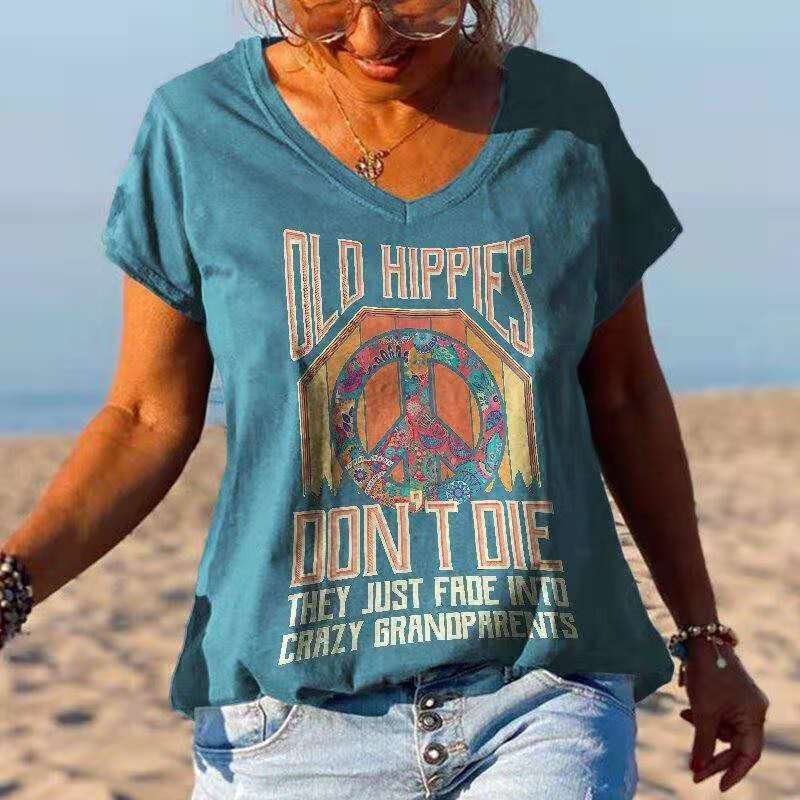 Old Hippies Don't Die Creative Printed Graphic Tees