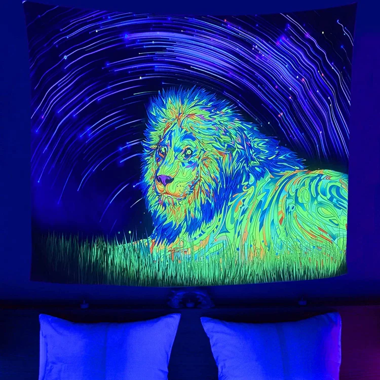 Lion - Black Light Tapestry