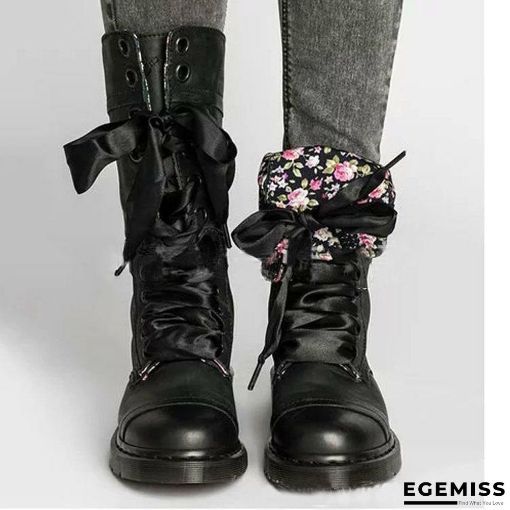 Leather buckle mid tube boots autumn winter Martin boots European and American retro buffing Lace Up Boots | EGEMISS