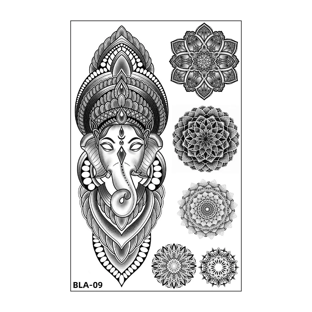 Women Waterproof Temporary Tattoo Sticker Mandala Flower Tatoo Elephant Feather Body Art Water Transfer Clavicle Temporary Tatto