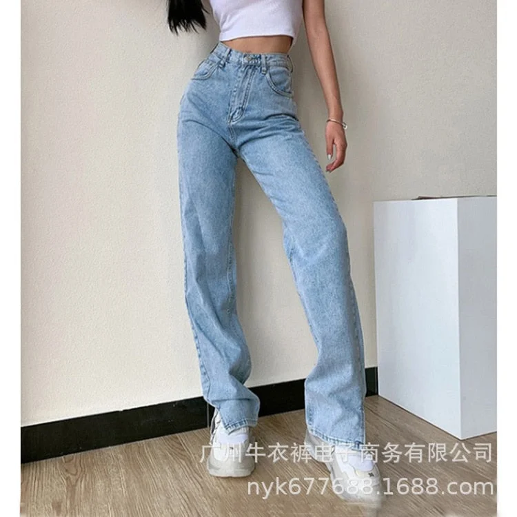 Graduation Gifts  2022 Spring&autumn women's jeans temperament commuter trousers denim washed cotton blue jean women female casual bottoms fashion